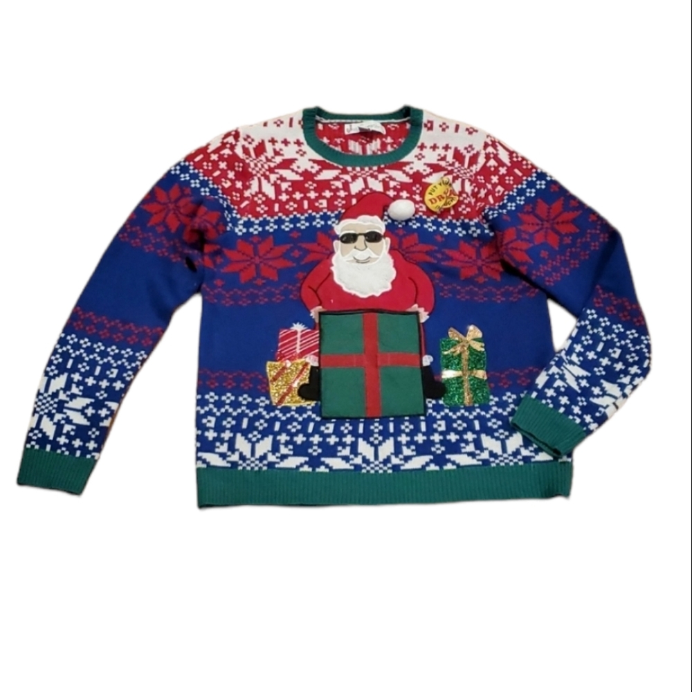 Jolly Sweaters Ugly Christmas Sweater Santa Pocket